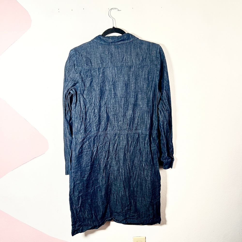 Talbots Denim‎ Popover Shirt Dress Womens 6 Blue Long Sleeve 100% Cotton Pockets - Picture 3 of 8